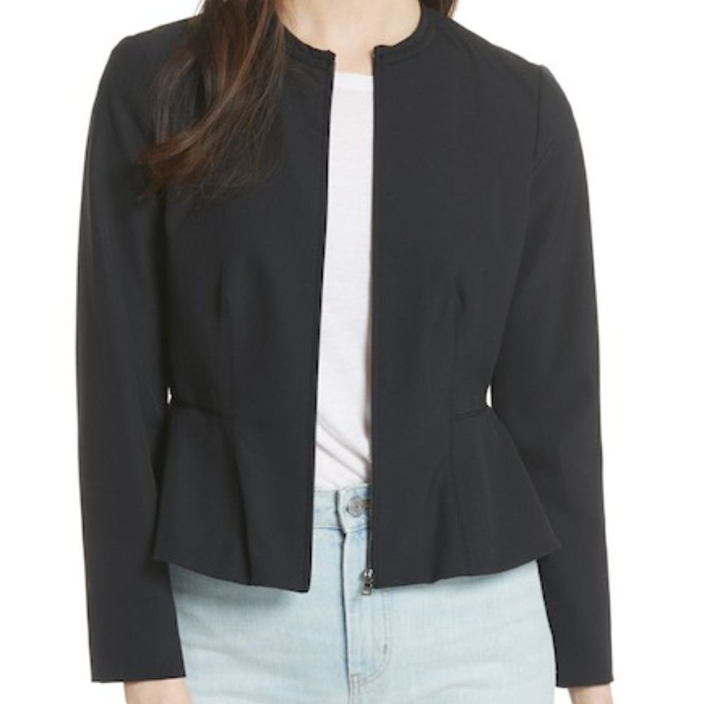 Rebecca Taylor Black Fit & Flare ZipUp Blazer  Sz2